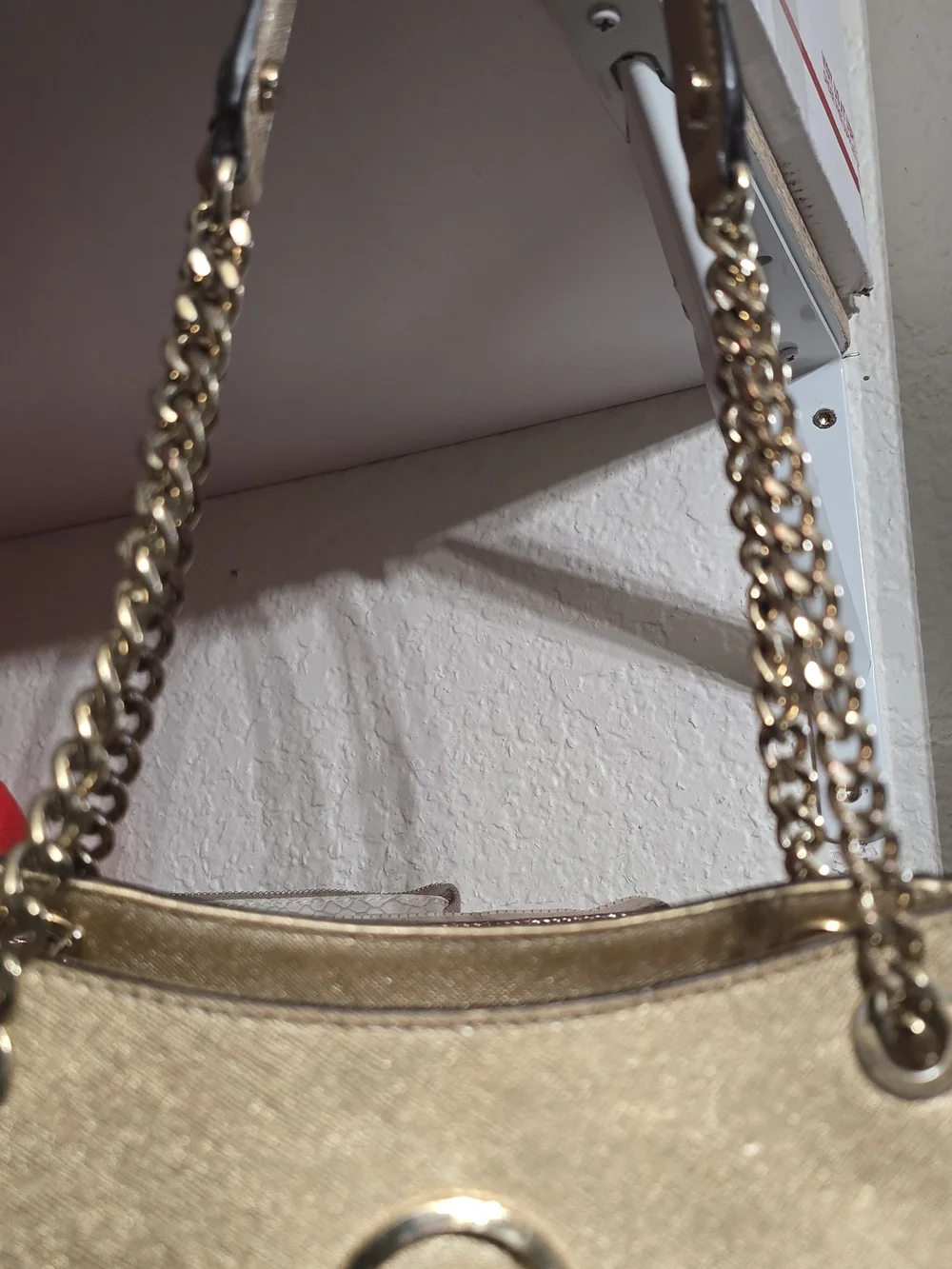 Michael Kors Gold Saffiano Leather Chain Shoulder Bag